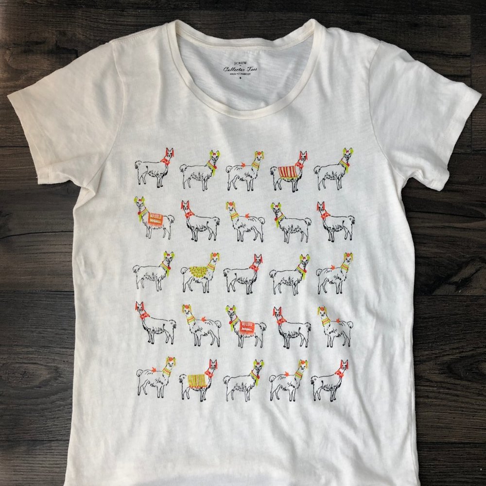 J.CREW Collector Llama Alpaca Tee Shirt